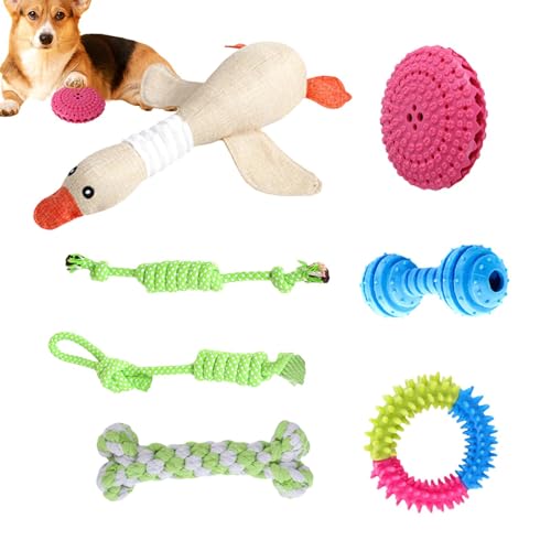 Kauspielzeug für Welpen, Kauspielzeug zum Zahnen von Hunden - 7-teiliges interaktives Spielzeug zum Zahnen von Hunden | Mittelgroße bis große Hunde-Zahnknirschseil-Spielzeug für Schlafzimmer, Hinterho Kauspielzeug für Welpen, Kauspielzeug zum Zahnen von Hunden - 7-teiliges interaktives Spielzeug zum Zahnen von Hunden | Mittelgroße bis große Hunde-Zahnknirschseil-Spielzeug für Schlafzimmer, Hinterho von Tanxemery