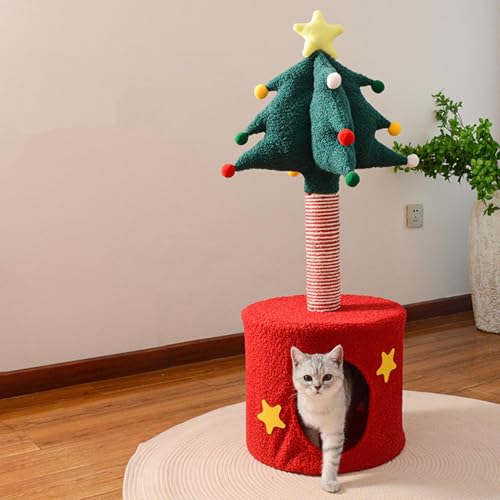 Weihnachts | Indoor Weihnachts Kratzpfosten mit weichem Schlafplatz - für Kätzchen Haustier Deko für Halloween Geburtstag Innenbereich von Tanxemery