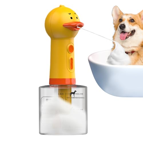 Elektrischer Hundeshampoospender Hundeshampoo-Sprühgerät Duck-Shampoo-Schäumer für Haustier,Ideal zum Baden und Pflegen von Tanxier