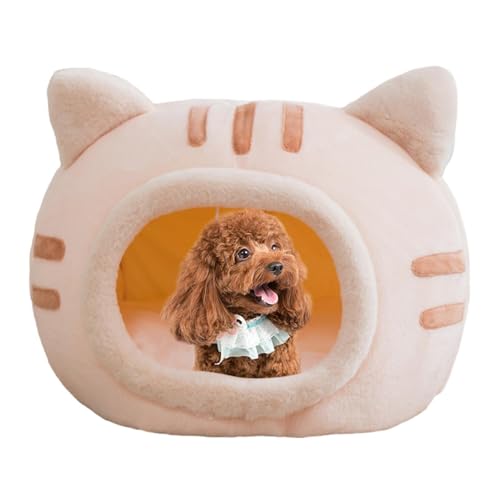 Hundezelt Bett, Abnehmbare Höhle aus weichem Kristallvlies mit Plüschspielzeug zum Aufhängen, Herbst-Winter-Haustier-Wärmehaus für kleine, mittelgroße Hunde und Katzen von Tanxier