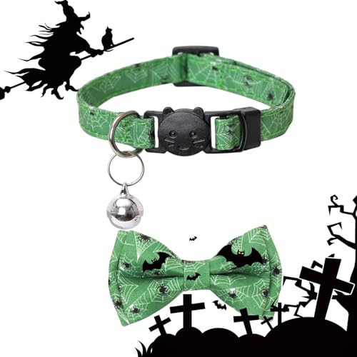 Katzenhalsband für Halloween | Abnehmbare Halloween-Fliege mit klingelnder Glocke - Hundebekleidungszubehör für Fotografie, Hochzeit, Zuhause, Spazierengehen, Reisen Katzenhalsband für Halloween | Abnehmbare Halloween-Fliege mit klingelnder Glocke - Hundebekleidungszubehör für Fotografie, Hochzeit, Zuhause, Spazierengehen, Reisen von Tanxier