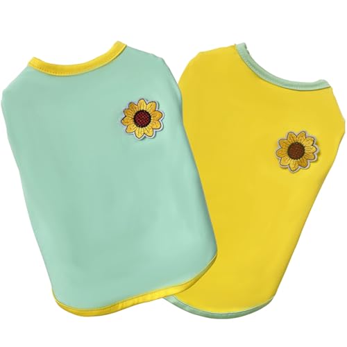 Sommer-Hunde-Shirts mit Blumendruck, für kleine und mittelgroße Haustiere, weich, atmungsaktiv, 2 Stück von Taoqiao