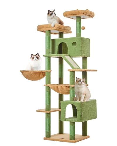 Taoqimiao Kaktus Kratzbaum, 180 cm, Katzenturm für Indoor-Katzen, große Erwachsene, mehrstufige große Katzenhütte, 8 Sisal-Kratzstämme, Metallrahmen, gemütliche Hängematte, Kratzbrett, 2 Sitzstangen Taoqimiao Kaktus Kratzbaum, 180 cm, Katzenturm für Indoor-Katzen, große Erwachsene, mehrstufige große Katzenhütte, 8 Sisal-Kratzstämme, Metallrahmen, gemütliche Hängematte, Kratzbrett, 2 Sitzstangen von Taoqimiao