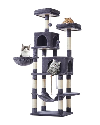Taoqimiao Katzenbaum MS013G Katzenbaum mit weichem Fell für ausgewachsene Katzen, gut ausbalanciert, Kratzbäume, Katzenaktivitätszentrum, 168,1 cm, Rauchgrau Taoqimiao Katzenbaum MS013G Katzenbaum mit weichem Fell für ausgewachsene Katzen, gut ausbalanciert, Kratzbäume, Katzenaktivitätszentrum, 168,1 cm, Rauchgrau von Taoqimiao