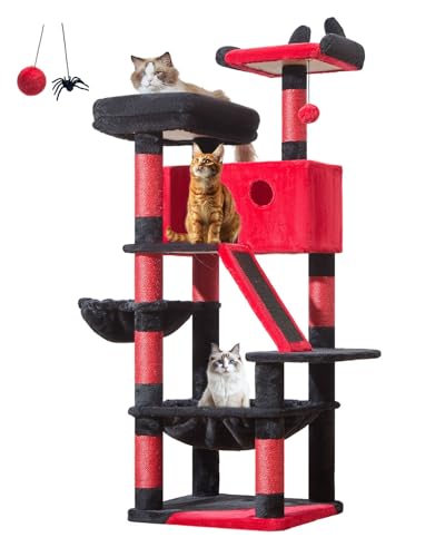 Taoqimiao Kratzbaum, 140 cm, Katzenturm für Indoor-Katzen, große Erwachsene, extra große Katzenhütte, 8 Sisal-Kratzstämme, Metallrahmen, gemütliche Hängematte, langlebiges Kratzbrett, 2 Sitzstangen Taoqimiao Kratzbaum, 140 cm, Katzenturm für Indoor-Katzen, große Erwachsene, extra große Katzenhütte, 8 Sisal-Kratzstämme, Metallrahmen, gemütliche Hängematte, langlebiges Kratzbrett, 2 Sitzstangen von Taoqimiao