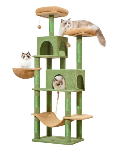 Taoqimiao Kratzbaum, 66,2 Zoll Katzenturm für Indoor-Katzen, Plüsch Mehrstufige Katzenhütte mit 12 Kratzstämmen, 2 Sitzstangen, 2 Höhlen, Hängematte, 2 Pompons, MS013T Kaktus Taoqimiao Kratzbaum, 66,2 Zoll Katzenturm für Indoor-Katzen, Plüsch Mehrstufige Katzenhütte mit 12 Kratzstämmen, 2 Sitzstangen, 2 Höhlen, Hängematte, 2 Pompons, MS013T Kaktus von Taoqimiao