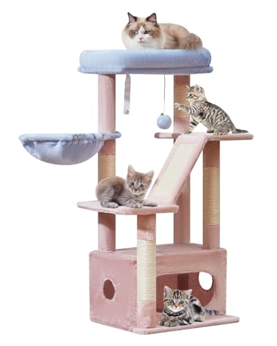 Taoqimiao Kratzbaum, 97 cm, Katzenturm für Indoor-Katzen, geeignet für Kätzchen mit luxuriöser Katzenhütte mit verstellbaren Körben und luxuriöser Sitzstange, Rosa und Blau Taoqimiao Kratzbaum, 97 cm, Katzenturm für Indoor-Katzen, geeignet für Kätzchen mit luxuriöser Katzenhütte mit verstellbaren Körben und luxuriöser Sitzstange, Rosa und Blau von Taoqimiao