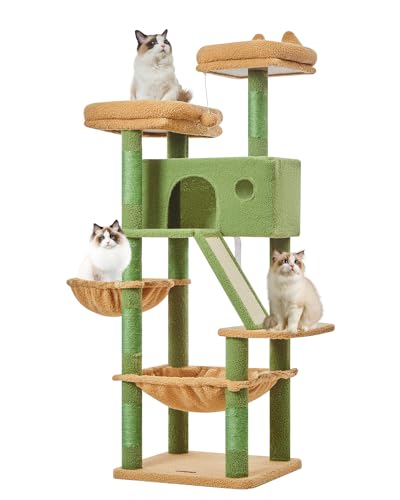 Taoqimiao Kratzbaum Groß, 146cm Katzen Kratzbaum Stabil Aktivitätskratzbäum Mehrstöckiger Katzenbaumr Katzenmöbel mit Katzenhaus, Hängematte, Korb, 8 Kratzsäulen, Katzenkratztafel, Grün MSC026 Taoqimiao Kratzbaum Groß, 146cm Katzen Kratzbaum Stabil Aktivitätskratzbäum Mehrstöckiger Katzenbaumr Katzenmöbel mit Katzenhaus, Hängematte, Korb, 8 Kratzsäulen, Katzenkratztafel, Grün MSC026 von Taoqimiao