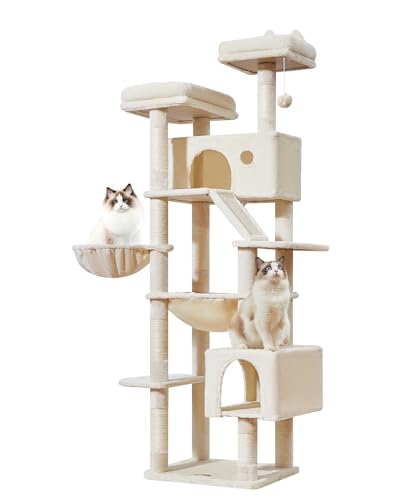 Taoqimiao Kratzbaum Groß XXL MS026LM, 180CM Katzen Kratzbaum Stabil Aktivitätskratzbäum Mehrstöckiger Katzenbaumr Katzenmöbel mit 2 Katzenhaus, Hängematte, Korb, 8 Kratzsäulen, Beige Taoqimiao Kratzbaum Groß XXL MS026LM, 180CM Katzen Kratzbaum Stabil Aktivitätskratzbäum Mehrstöckiger Katzenbaumr Katzenmöbel mit 2 Katzenhaus, Hängematte, Korb, 8 Kratzsäulen, Beige von Taoqimiao
