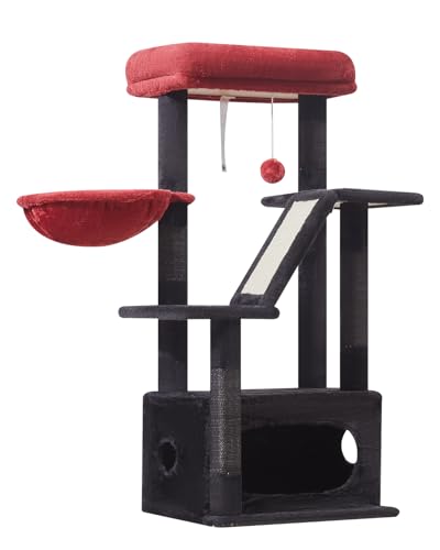 Taoqimiao Kratzbaum Klein, 97cm Katzen Kratzbaum Stabil Aktivitätskratzbäum KatzenKratzbaum Katzenmöbel mit Katzenhaus, Korb, 4 Kratzsäulen und Plüschbälle,Gothisch Taoqimiao Kratzbaum Klein, 97cm Katzen Kratzbaum Stabil Aktivitätskratzbäum KatzenKratzbaum Katzenmöbel mit Katzenhaus, Korb, 4 Kratzsäulen und Plüschbälle,Gothisch von Taoqimiao