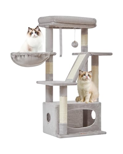 Taoqimiao Kratzbaum Klein MS029SW, 97cm Katzen Kratzbaum Stabil Aktivitätskratzbäum KatzenKratzbaum Katzenmöbel mit Katzenhaus, Korb, 4 Kratzsäulen und Plüschbälle,Hellgrau Taoqimiao Kratzbaum Klein MS029SW, 97cm Katzen Kratzbaum Stabil Aktivitätskratzbäum KatzenKratzbaum Katzenmöbel mit Katzenhaus, Korb, 4 Kratzsäulen und Plüschbälle,Hellgrau von Taoqimiao