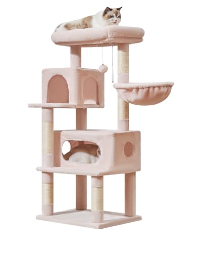 Taoqimiao MS029LP Kratzbaum, Katzenturm für Hauskatzen, 2 luxuriöse Katzenhütte mit verstellbaren großen Hängekörben und großer luxuriöser Sitzstange, Jelly Pink Taoqimiao MS029LP Kratzbaum, Katzenturm für Hauskatzen, 2 luxuriöse Katzenhütte mit verstellbaren großen Hängekörben und großer luxuriöser Sitzstange, Jelly Pink von Taoqimiao