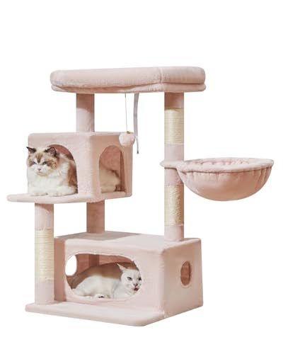 Taoqimiao MS029P Kratzbaum, 96,5 cm, Katzenturm für Indoor-Katzen, 2 luxuriöse Katzenhütte mit verstellbaren großen Hängekörben und großer luxuriöser Sitzstange, Jelly Pink Taoqimiao MS029P Kratzbaum, 96,5 cm, Katzenturm für Indoor-Katzen, 2 luxuriöse Katzenhütte mit verstellbaren großen Hängekörben und großer luxuriöser Sitzstange, Jelly Pink von Taoqimiao