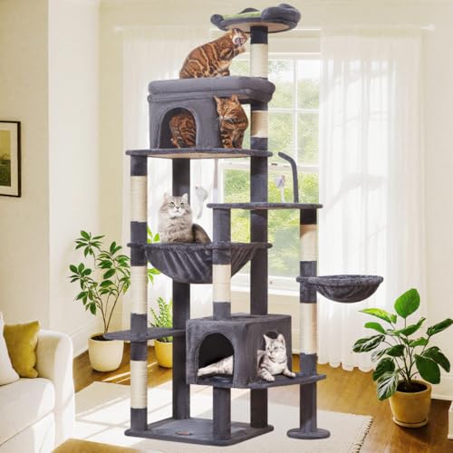 Taoqimiao MS032G Kratzbaum für Indoor-Katzen, große Erwachsene, XXL-Katzenturm, geeignet für 9 kg + robuste große Katzen, 2 luxuriöse Katzenkratzbäume mit 8 Kratzstämmen, übergroße Metall-Hängematten Taoqimiao MS032G Kratzbaum für Indoor-Katzen, große Erwachsene, XXL-Katzenturm, geeignet für 9 kg + robuste große Katzen, 2 luxuriöse Katzenkratzbäume mit 8 Kratzstämmen, übergroße Metall-Hängematten von Taoqimiao