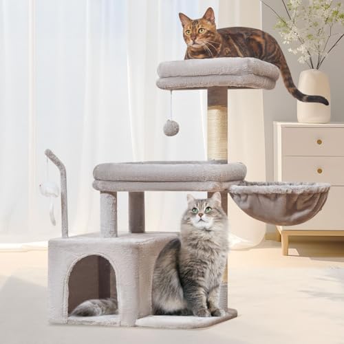 Taoqimiao MS043W Kratzbaum, 82,5 cm Katzenturm, Katzenhütte für große Katzen, große Katzenstange, große Katzenhöhle mit Spielzeug, Kratzbaum, Hellgrau Taoqimiao MS043W Kratzbaum, 82,5 cm Katzenturm, Katzenhütte für große Katzen, große Katzenstange, große Katzenhöhle mit Spielzeug, Kratzbaum, Hellgrau von Taoqimiao