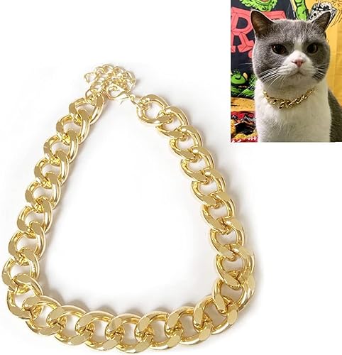 Hunde Halskette Gold, Taozoey Hunde Kettenhalsband Gold, Halskette für Hunde, Halskette Hund Metall, Haustier Halskette, Goldkette Hundehalsbänder für Hip-Hop Coolen Stil (M) von Taozoey