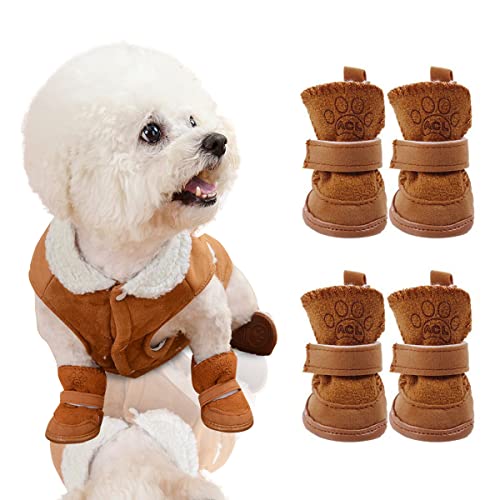 Taozoey Hundeschuhe Winter, Pfotenschutz Hund, Hundeschuhe Kleine Hunde, Hunde Schuhe Outdoor Indoor, Plüsch Hundestiefel, rutschfeste, warme, für kleine Hunde und Katzen Taozoey Hundeschuhe Winter, Pfotenschutz Hund, Hundeschuhe Kleine Hunde, Hunde Schuhe Outdoor Indoor, Plüsch Hundestiefel, rutschfeste, warme, für kleine Hunde und Katzen von Taozoey