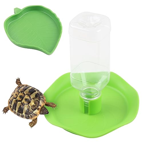 Taozoey Reptilien Wasserspender, 2 Stück Schildkröten Wasserschale Set, Automatisierte Futterspender + Futternapf, Reptilien Zubehör für Schildkröte, Eidechse, Hamster, Schlange von Taozoey