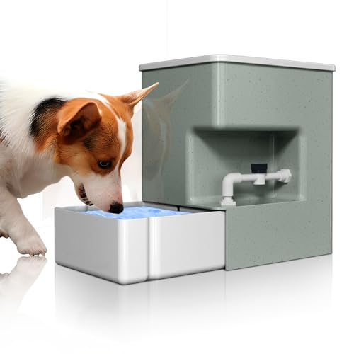 Tapeta Automatischer Wasserspender für Haustiere, 8 l, Schwerkraft-Bewässerung, ultra-leise, obere Füllung, Wassernäpfe für Katzen, Welpen, große Hunde, kein Verschütten, algenfrei, 5 l (Weiß, Grün von Tapeta