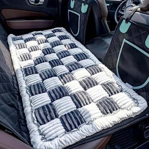 Tapizado Haustierbett für Rücksitz, Hunde-Autobett für große Hunde, Deluxe-Plüsch-Reisebetten mit rutschfester Unterseite, individuelle Passform für Rücksitzverlängerungen und Sitzbezüge, Grau und von Tapizado