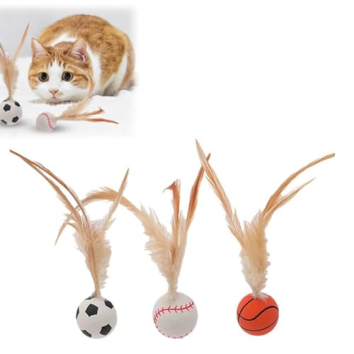 Tarange Katzenspielzeug Hüpfball Mit Federn, 3stück Interaktives Katzenspielzeug Bouncing Ball, Gummi Katzenspielzeug Ball Mit Feder, Für Drinnen Und Draußen Federspielzeug Für Katzen Ball Tarange Katzenspielzeug Hüpfball Mit Federn, 3stück Interaktives Katzenspielzeug Bouncing Ball, Gummi Katzenspielzeug Ball Mit Feder, Für Drinnen Und Draußen Federspielzeug Für Katzen Ball von Tarange