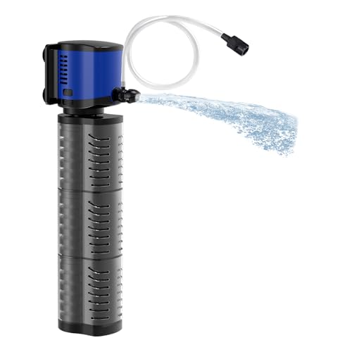 Tararium 4-in-1 Tauchpumpe Aquarium Filter 1500L/h für 300-750 Liter – Leiser Innenfilter für Großes Aquarium, Teich & Schildkrötenbecken mit Trockenlaufschutz (Süß-/Meerwasser) von Tararium