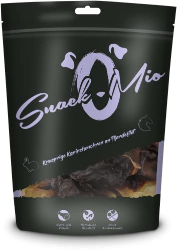 SnackOMio – Premium Hundesnack – knusprige Kaninchenohren an Pferdefilet, getreidefrei, 1er Pack (1 x 70g) von SNACKOMIO