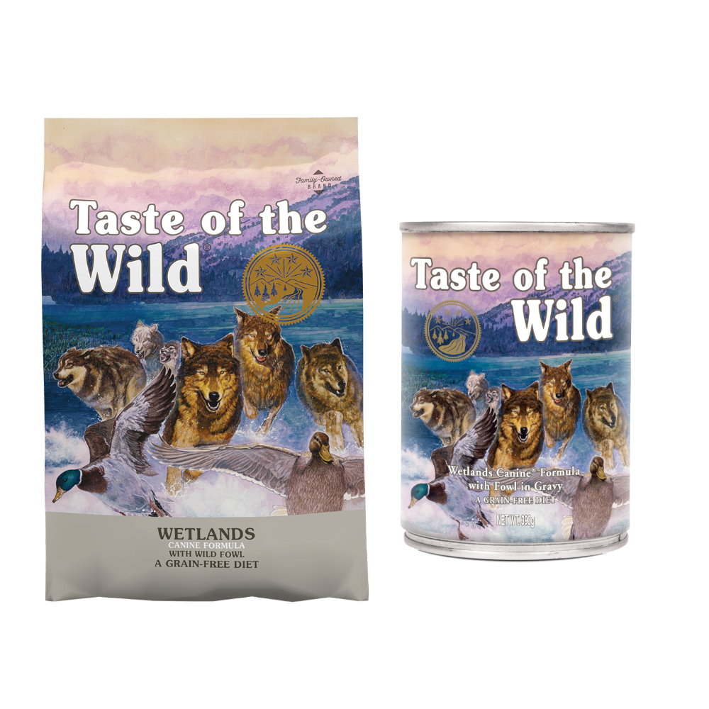 12,2 kg Taste of the Wild + 390 g passendes Nassfutter zum Sonderpreis! - Wetlands von Taste of the Wild