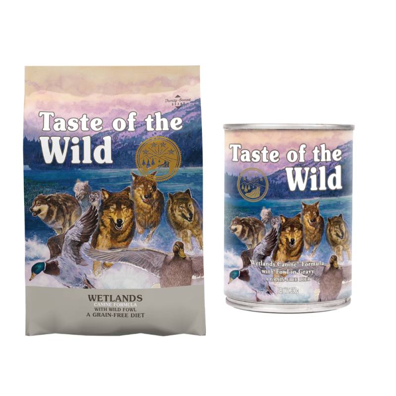 12,2 kg Taste of the Wild + 390 g passendes Nassfutter zum Sonderpreis! - Wetlands von Taste of the Wild
