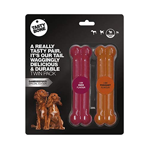 Tasty Bone Rosewood 57191 Doppelpack TastyBone Hundespielzeug aus Nylon mit Enten - und Fasanen - Geschmack, 15 cm von Tasty Bone