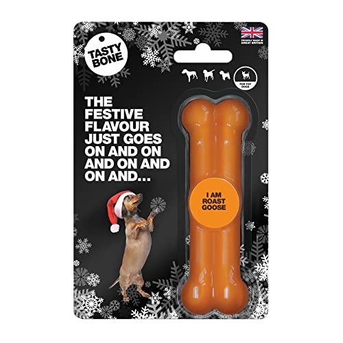 Tasty Bone Festliches Kauspielzeug für Hunde aus Nylon für Spielzeughunde (Bratengans) – Weihnachts-Hundegeschenk, unzerstörbar für Aggressive Kauer, ewiger Geschmack, hergestellt in Großbritannien von Tasty Bone