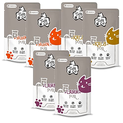 Tasty Cat Mono Nassfutter für Katzen Probierpakerl 12 x 125g. | getreidefrei | zuckerfrei | Monoprotein von Tasty Cat