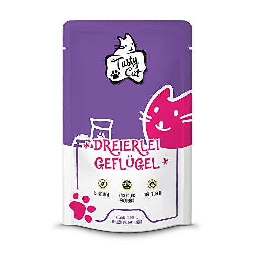 Tasty Cat Nassfutter für Katzen Dreierlei Geflügel 12 x 125g. | getreidefrei | zuckerfrei von Tasty Cat