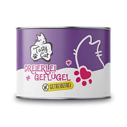 Tasty Cat Nassfutter für Katzen Dreierlei Geflügel 6 x 200g. | getreidefrei | zuckerfrei von Tasty Cat