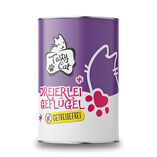 Tasty Cat Nassfutter für Katzen Dreierlei Geflügel 6 x 400g. | getreidefrei | zuckerfrei von Tasty Cat