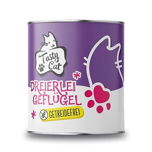 Tasty Cat Nassfutter für Katzen Dreierlei Geflügel 6 x 800g. | getreidefrei | zuckerfrei von Tasty Cat