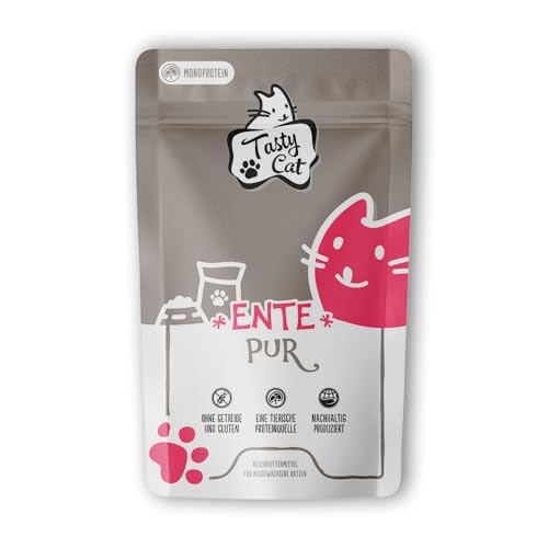 Tasty Cat Nassfutter für Katzen Ente pur 12 x 125g. | getreidefrei | zuckerfrei | Monoprotein von Tasty Cat