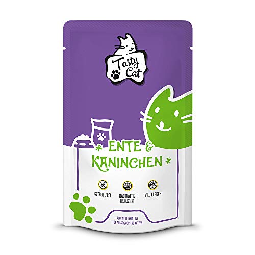 Tasty Cat Nassfutter für Katzen Ente & Kaninchen 12 x 125g. | getreidefrei | zuckerfrei von Tasty Cat