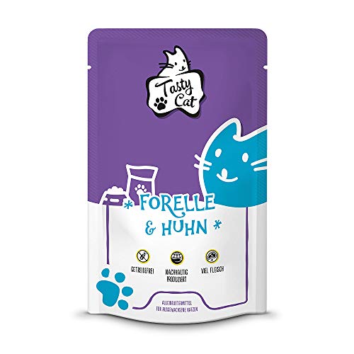 Tasty Cat Nassfutter für Katzen Forelle & Huhn 12 x 125g. | getreidefrei | zuckerfrei von Tasty Cat