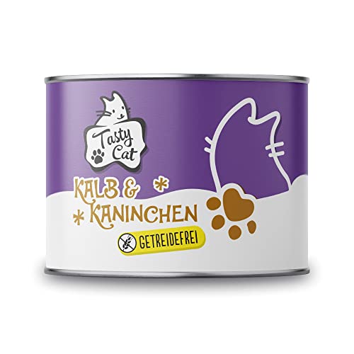 Tasty Cat Nassfutter für Katzen Kalb & Kaninchen 6 x 200g. | getreidefrei | zuckerfrei von Tasty Cat