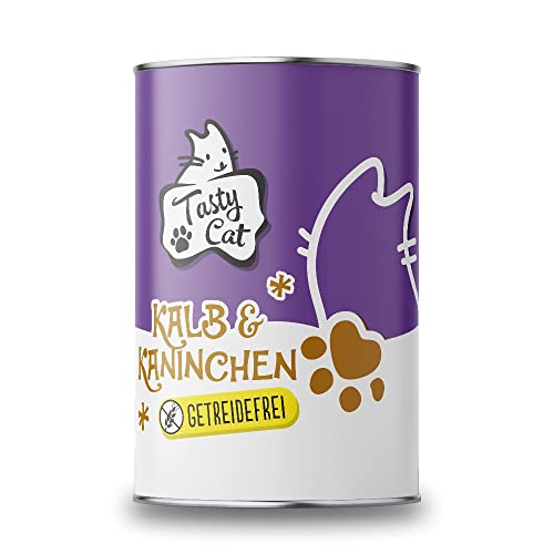 Tasty Cat Nassfutter für Katzen Kalb & Kaninchen 6 x 400g. | getreidefrei | zuckerfrei von Tasty Cat