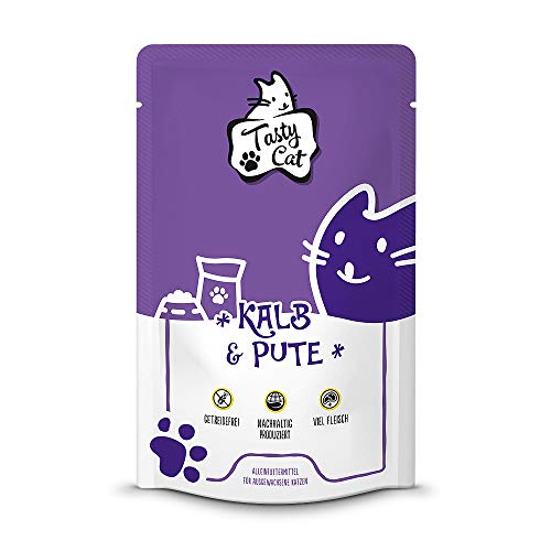 Tasty Cat Nassfutter für Katzen Kalb & Pute 12 x 125g. | getreidefrei | zuckerfrei von Tasty Cat