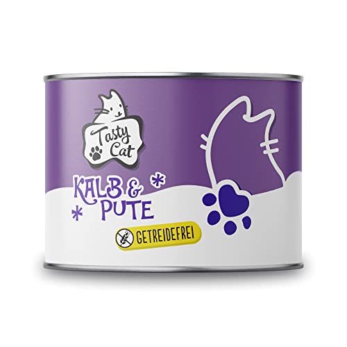 Tasty Cat Nassfutter für Katzen Kalb & Pute 6 x 200g. | getreidefrei | zuckerfrei von Tasty Cat
