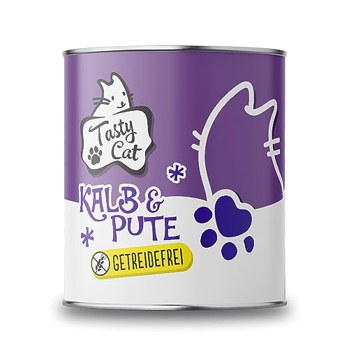 Tasty Cat Nassfutter für Katzen Kalb & Pute 6 x 800g. | getreidefrei | zuckerfrei von Tasty Cat