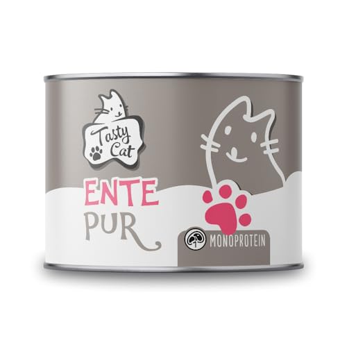 Tasty Cat Nassfutter für Katzen Mono Ente pur 6 x 200g. | getreidefrei | zuckerfrei | Monoprotein von Tasty Cat