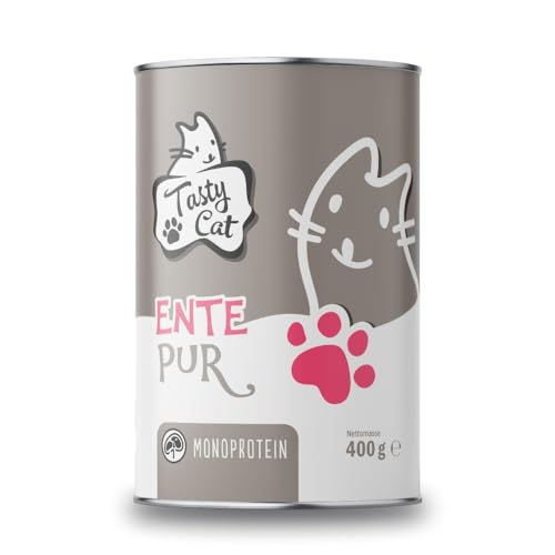 Tasty Cat Nassfutter für Katzen Mono Ente pur 6 x 400g. | getreidefrei | zuckerfrei | Monoprotein von Tasty Cat
