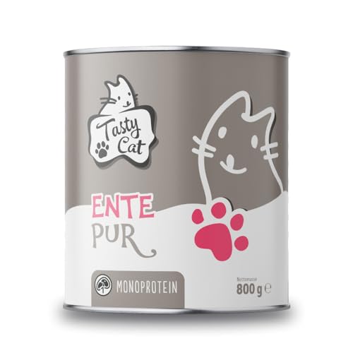 Tasty Cat Nassfutter für Katzen Mono Ente pur 6 x 800g. | getreidefrei | zuckerfrei | Monoprotein von Tasty Cat