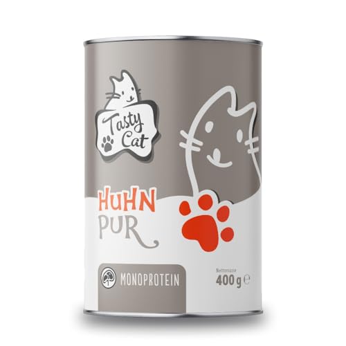 Tasty Cat Nassfutter für Katzen Mono Huhn pur 6 x 400g. | getreidefrei | zuckerfrei | Monoprotein von Tasty Cat