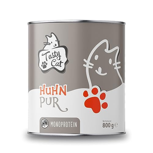 Tasty Cat Nassfutter für Katzen Mono Huhn pur 6 x 800g. | getreidefrei | zuckerfrei | Monoprotein von Tasty Cat