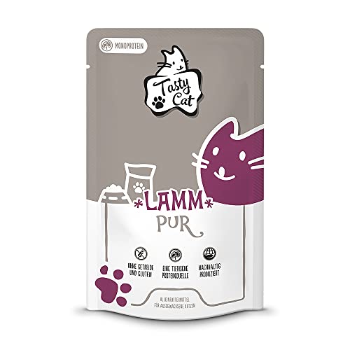 Tasty Cat Nassfutter für Katzen Mono Lamm pur 12 x 125g. | getreidefrei | zuckerfrei | Monoprotein von Tasty Cat